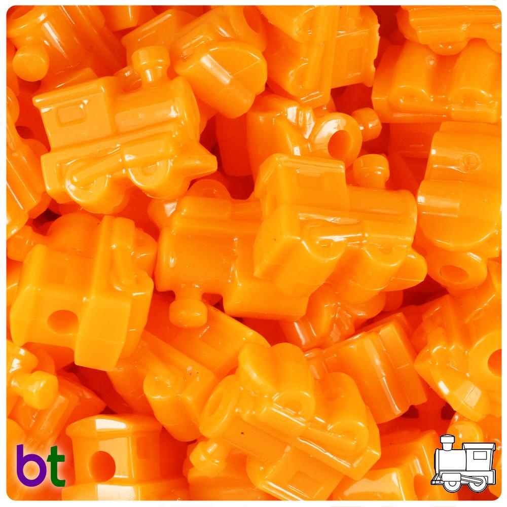 Orange Opaque 22mm Train Pony Beads (8pcs)