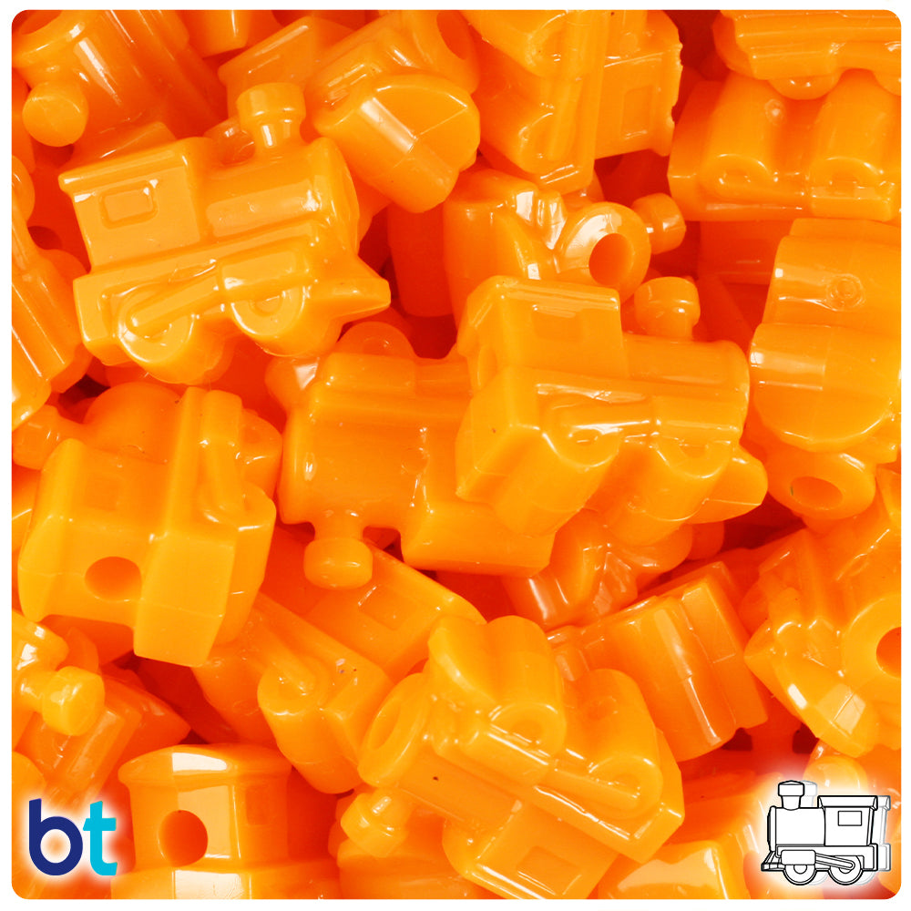 Orange Opaque 22mm Train Pony Beads (24pcs)