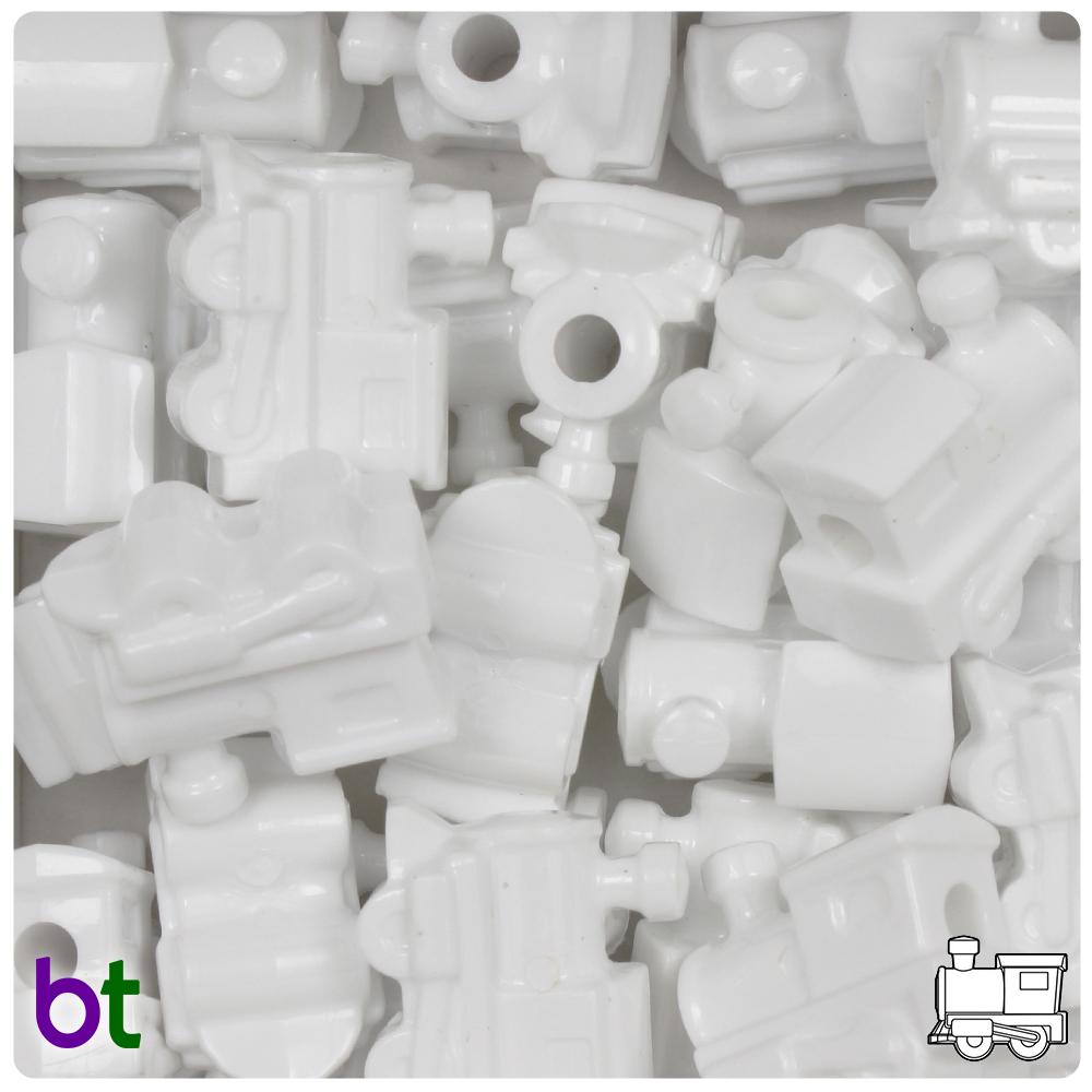 White Opaque 22mm Train Pony Beads (8pcs)