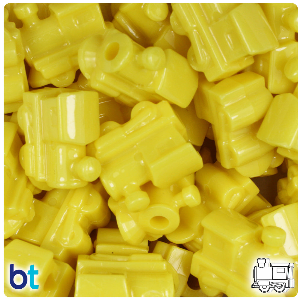 Yellow Opaque 22mm Train Pony Beads (24pcs)