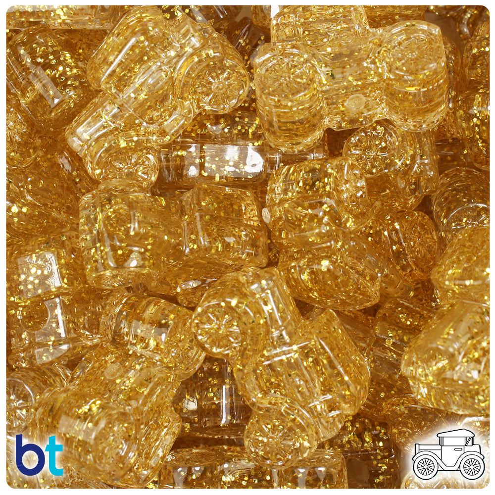 Gold Sparkle 25mm Car Pony Beads (24pcs)