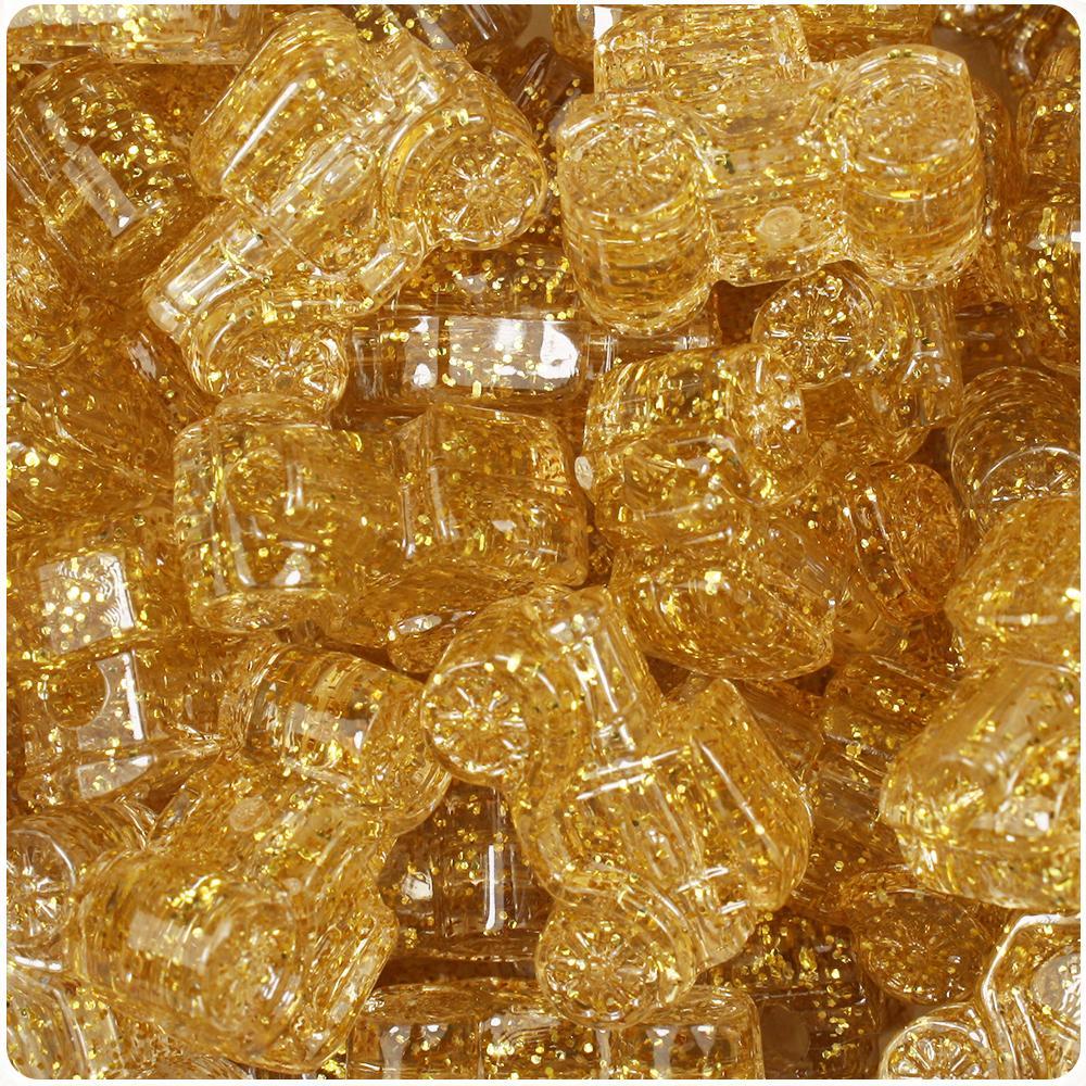 Gold Sparkle 25mm Car Pony Beads (8pcs)