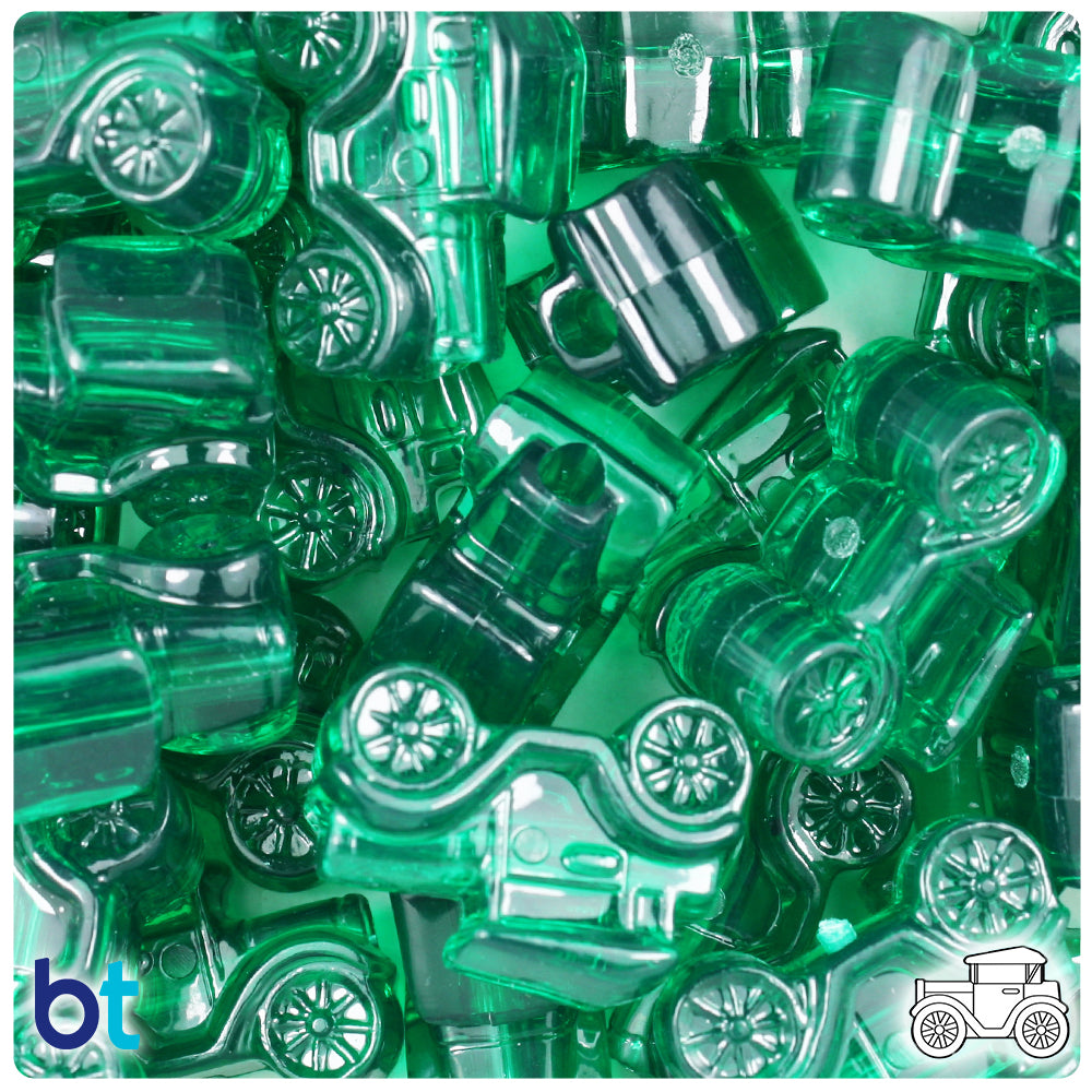 Emerald Transparent 25mm Car Pony Beads (24pcs)