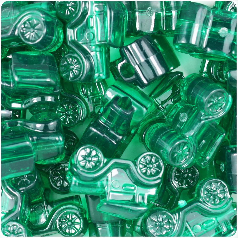 Emerald Transparent 25mm Car Pony Beads (8pcs)
