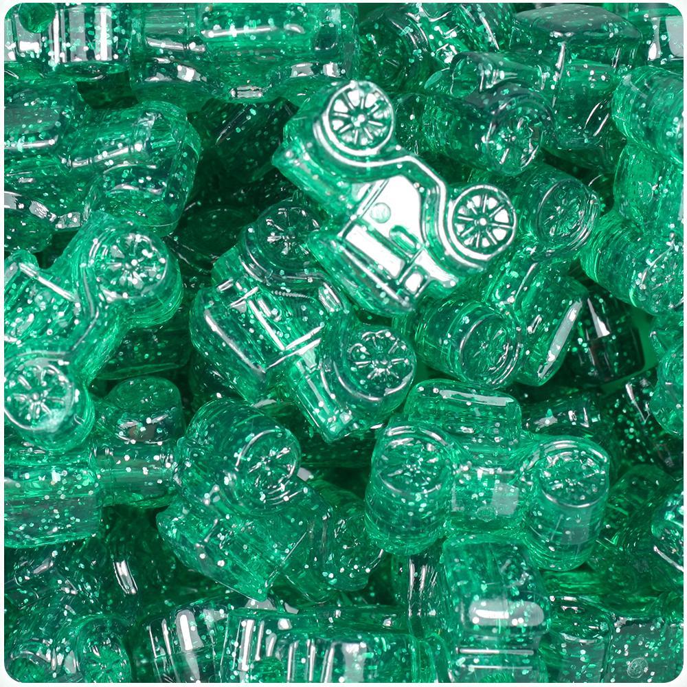 Emerald Sparkle 25mm Car Pony Beads (8pcs)