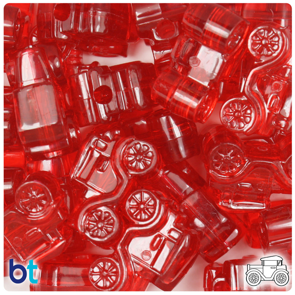 Ruby Transparent 25mm Car Pony Beads (24pcs)