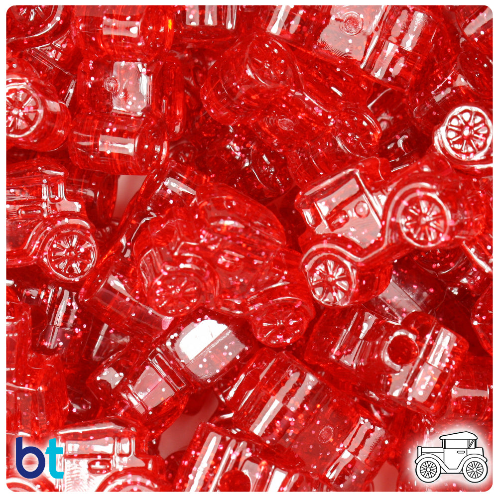 Ruby Sparkle 25mm Car Pony Beads (24pcs)
