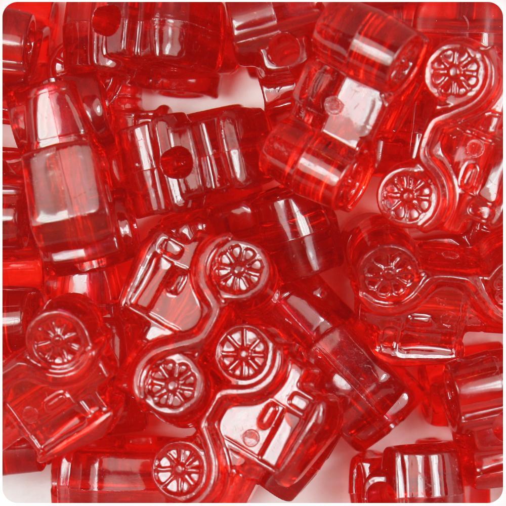 Ruby Transparent 25mm Car Pony Beads (8pcs)