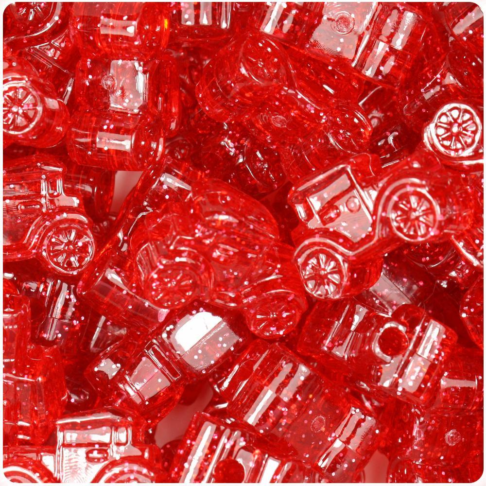 Ruby Sparkle 25mm Car Pony Beads (8pcs)