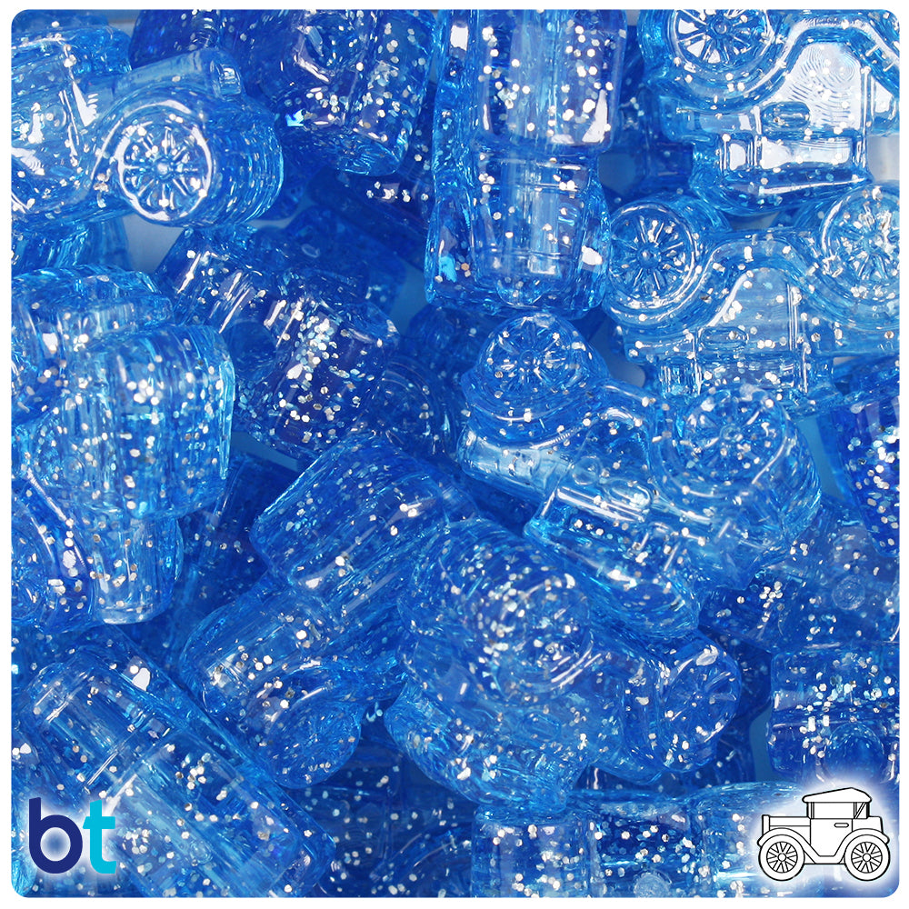 Light Sapphire Sparkle 25mm Car Pony Beads (24pcs)