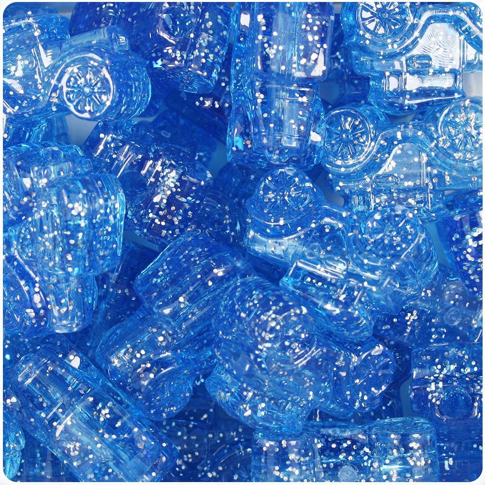 Light Sapphire Sparkle 25mm Car Pony Beads (8pcs)