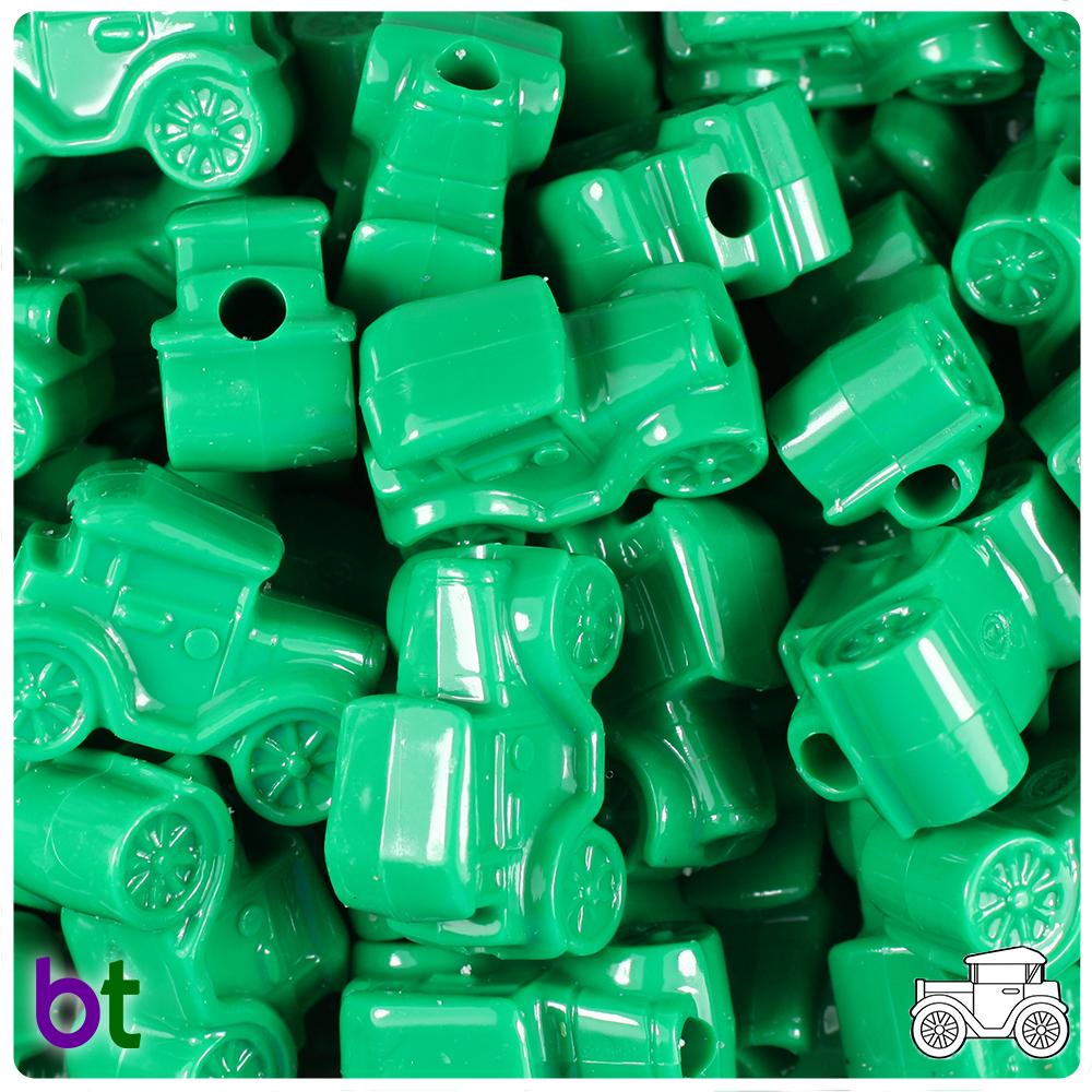Green Opaque 25mm Car Pony Beads (8pcs)