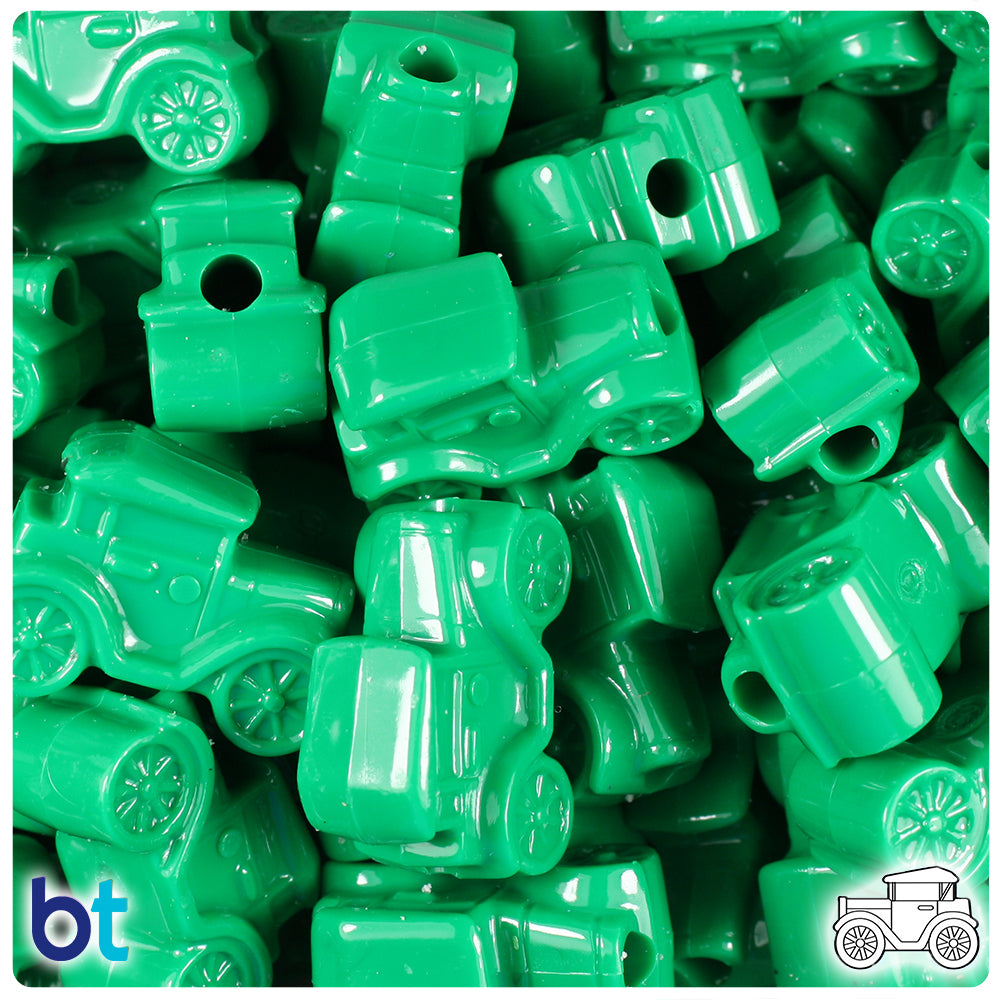 Green Opaque 25mm Car Pony Beads (24pcs)