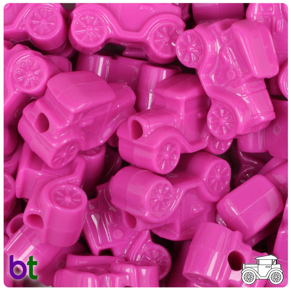 Dark Pink Opaque 25mm Car Pony Beads (8pcs)