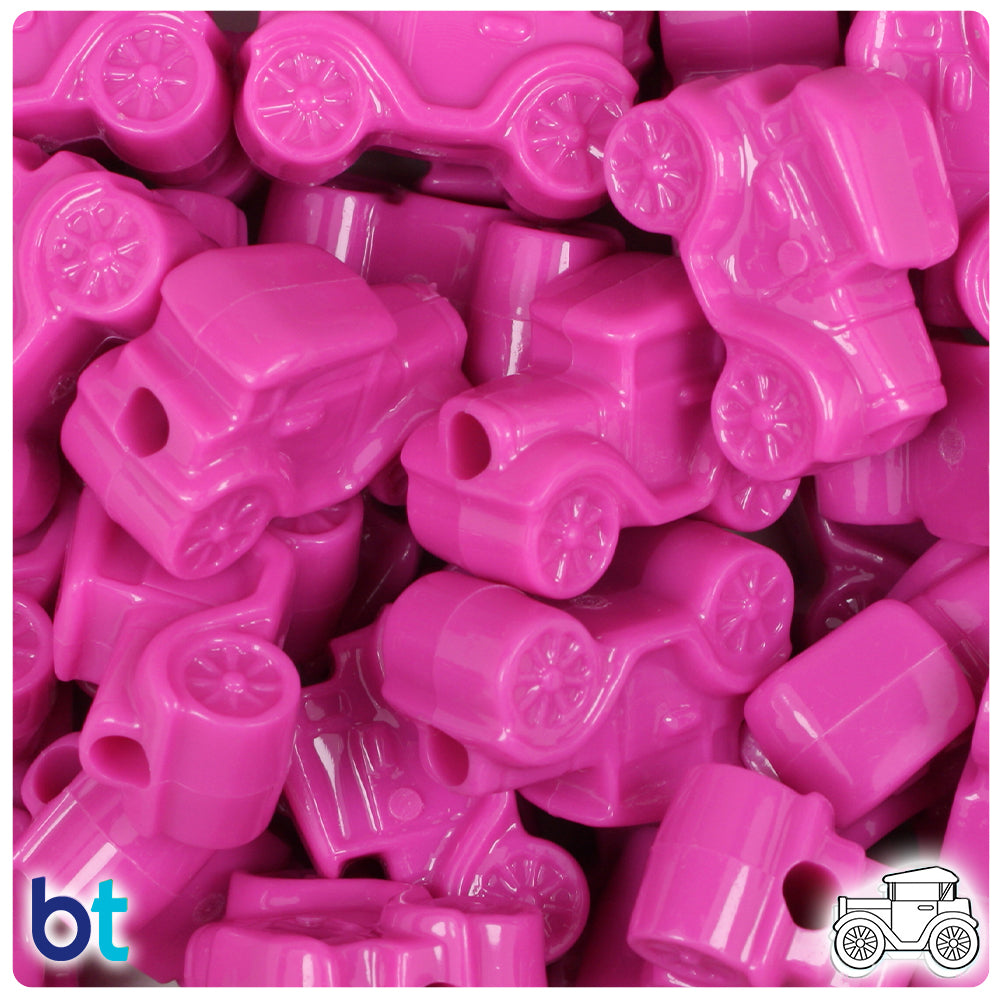Dark Pink Opaque 25mm Car Pony Beads (24pcs)