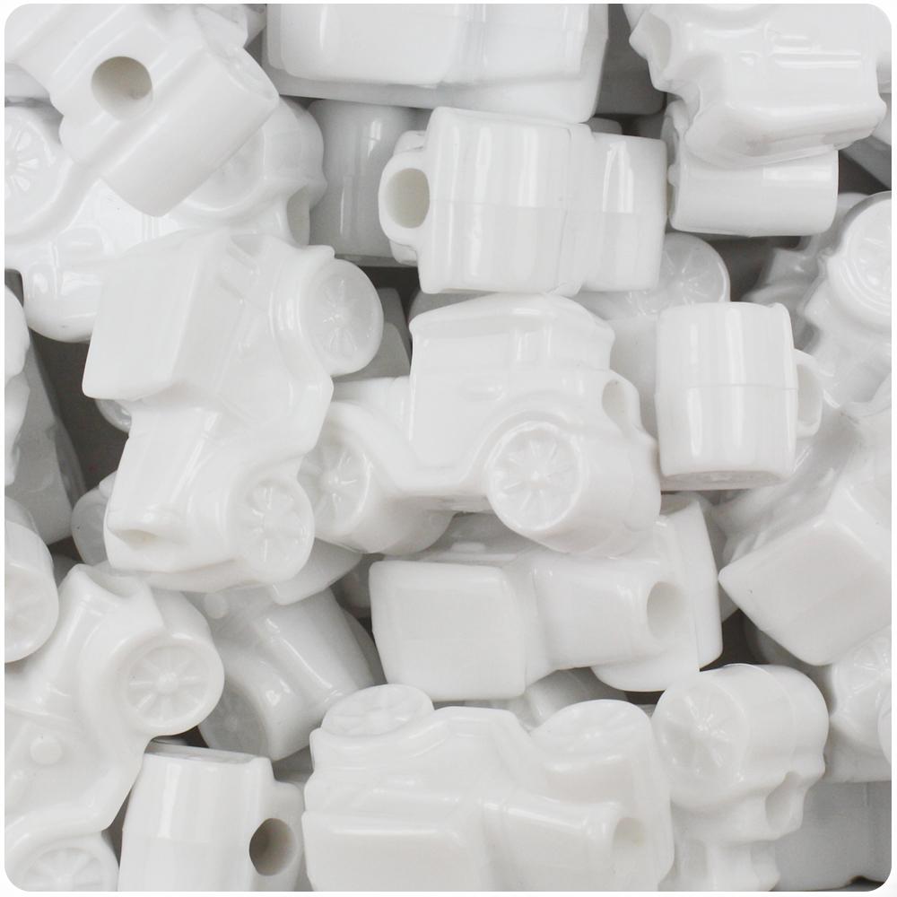 White Opaque 25mm Car Pony Beads (8pcs)