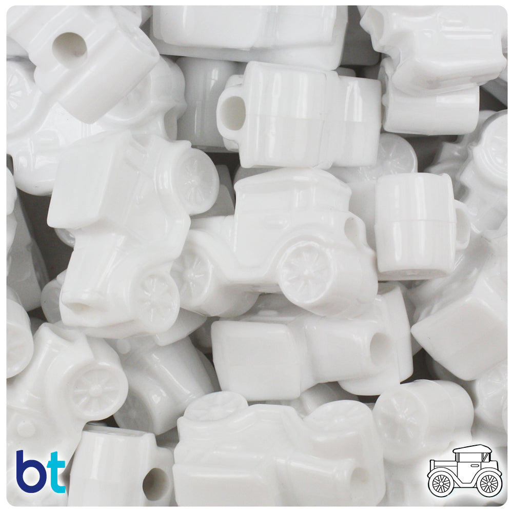 White Opaque 25mm Car Pony Beads (24pcs)