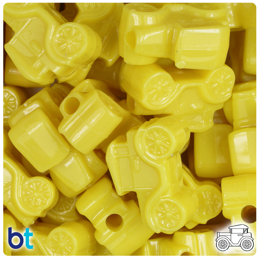 Yellow Opaque 25mm Car Pony Beads (24pcs)