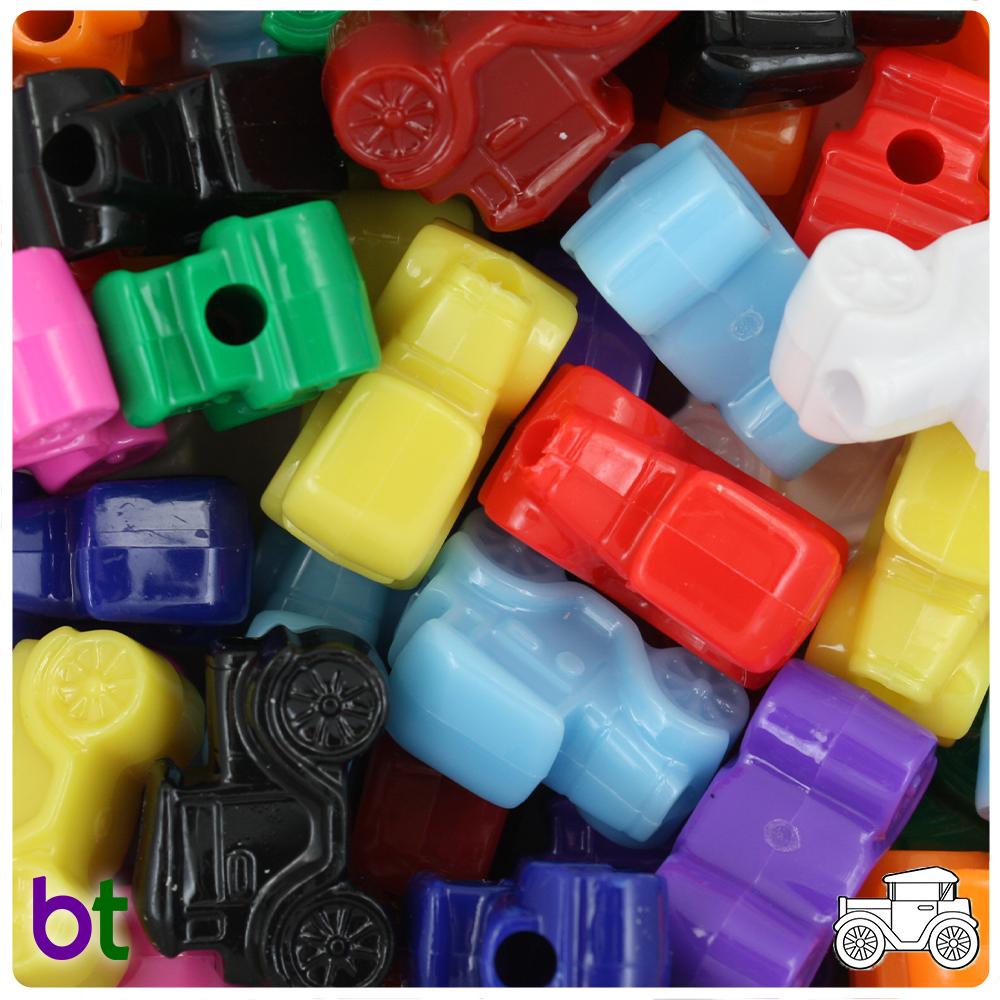Opaque Mix 25mm Car Pony Beads (8pcs)