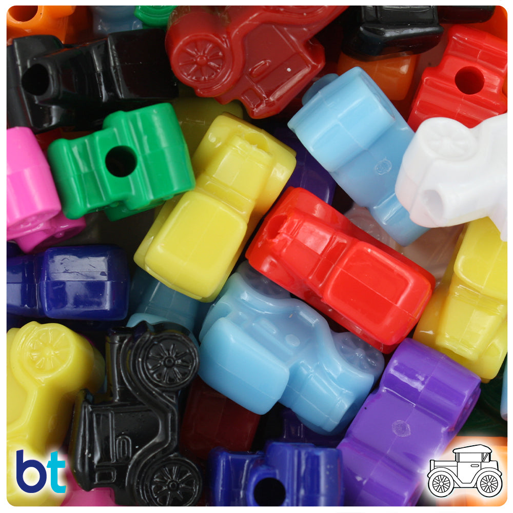 Opaque Mix 25mm Car Pony Beads (24pcs)