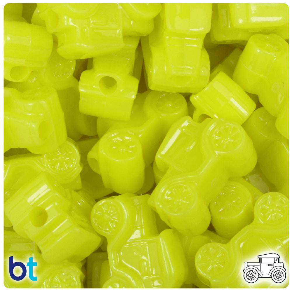 Lemon Neon Bright 25mm Car Pony Beads (8pcs)