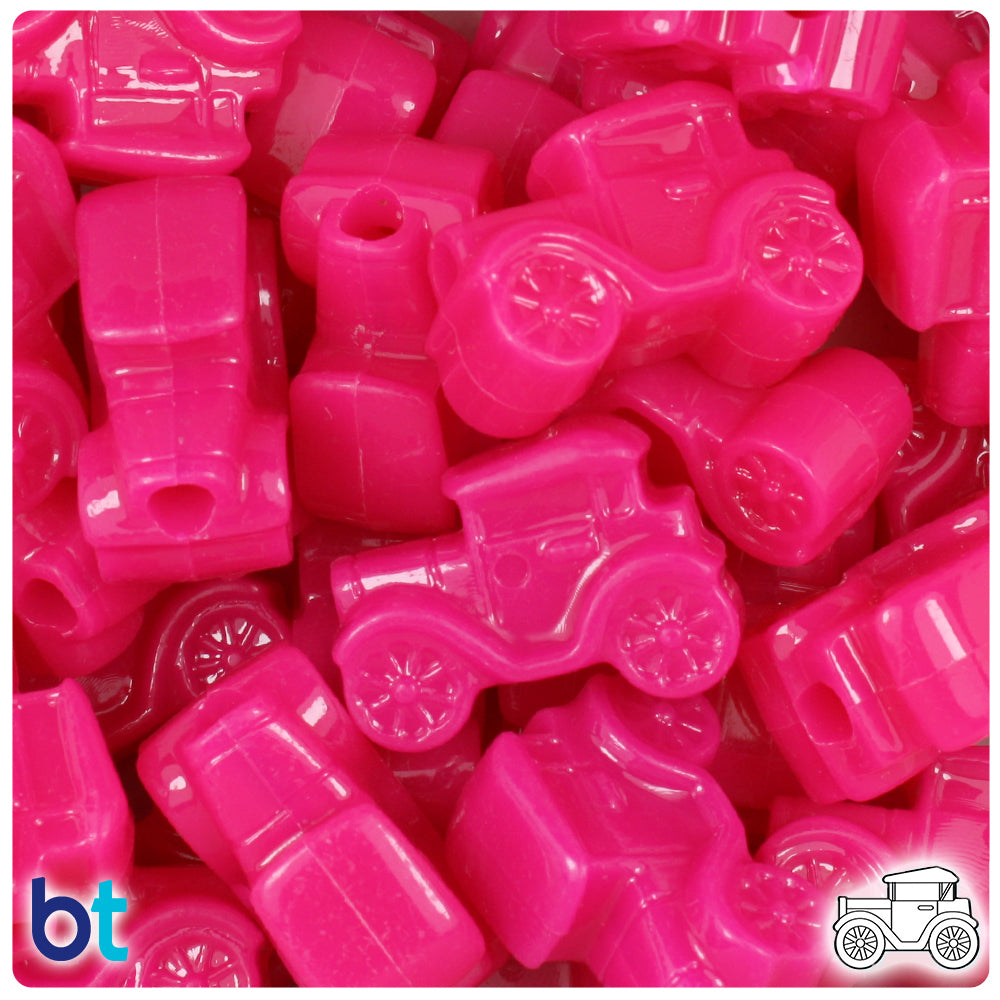 Magenta Neon Bright 25mm Car Pony Beads (8pcs)