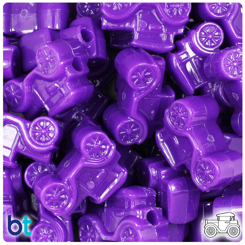 Plum Neon Bright 25mm Car Pony Beads (8pcs)