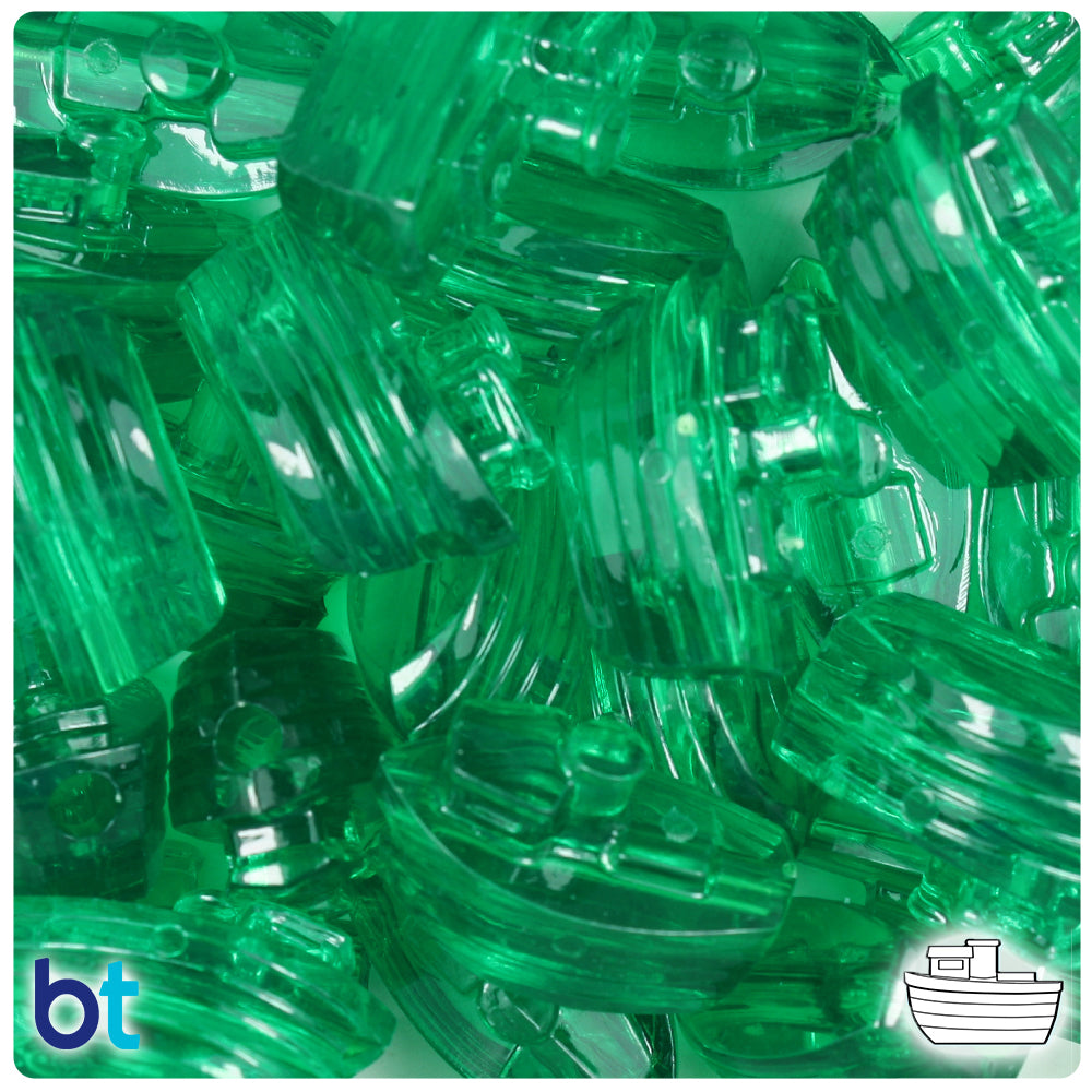 Emerald Transparent 25mm Boat Pony Beads (24pcs)