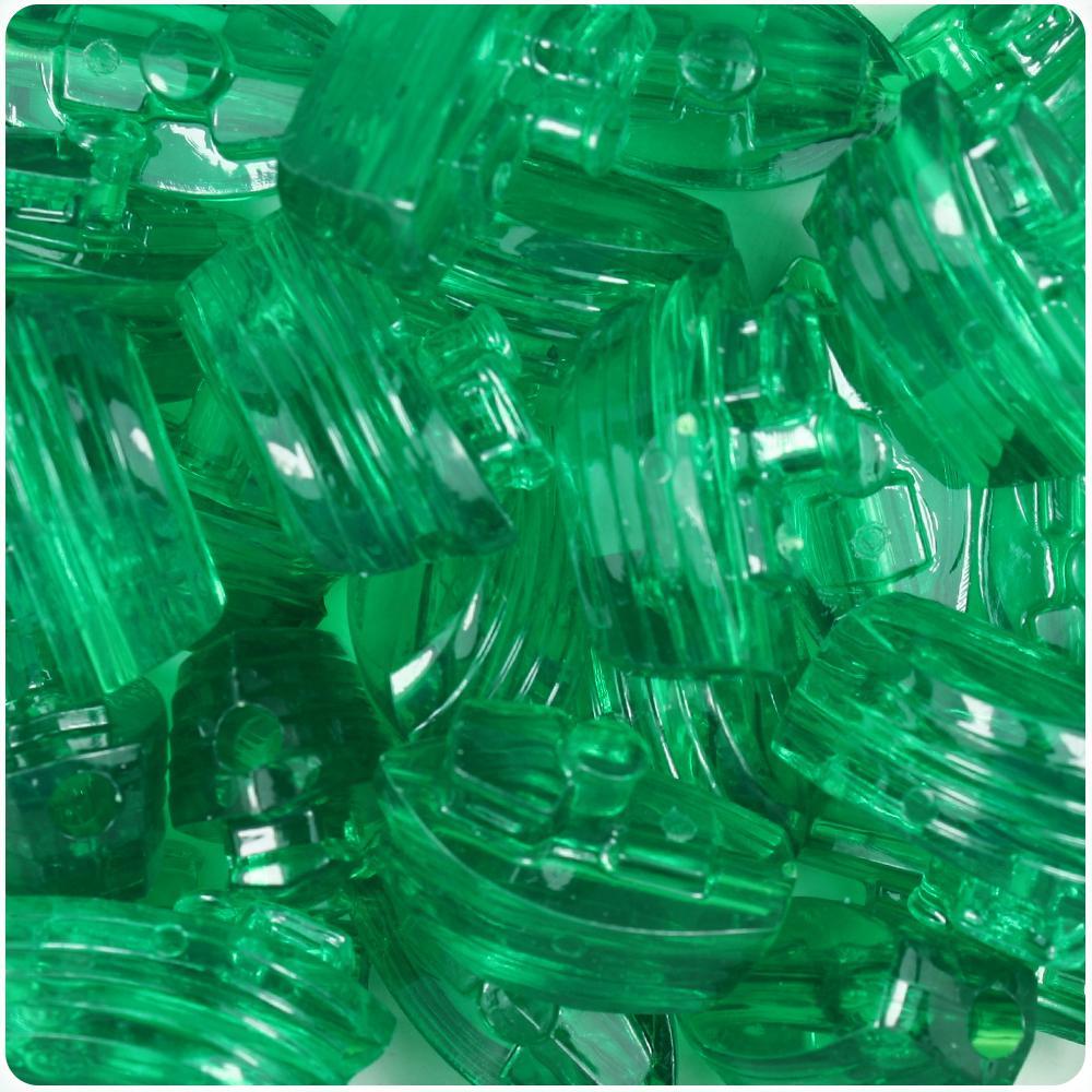 Emerald Transparent 25mm Boat Pony Beads (8pcs)