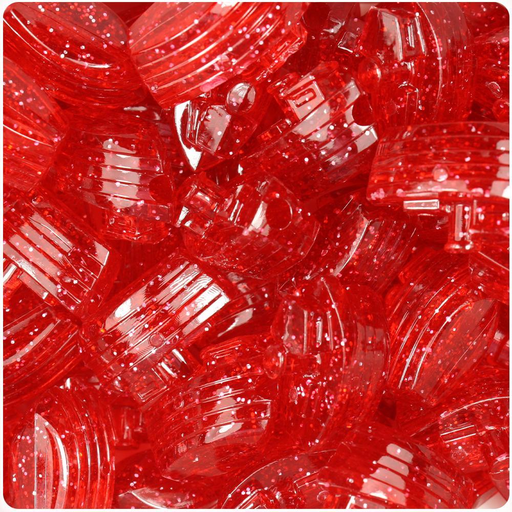 Ruby Sparkle 25mm Boat Pony Beads (8pcs)