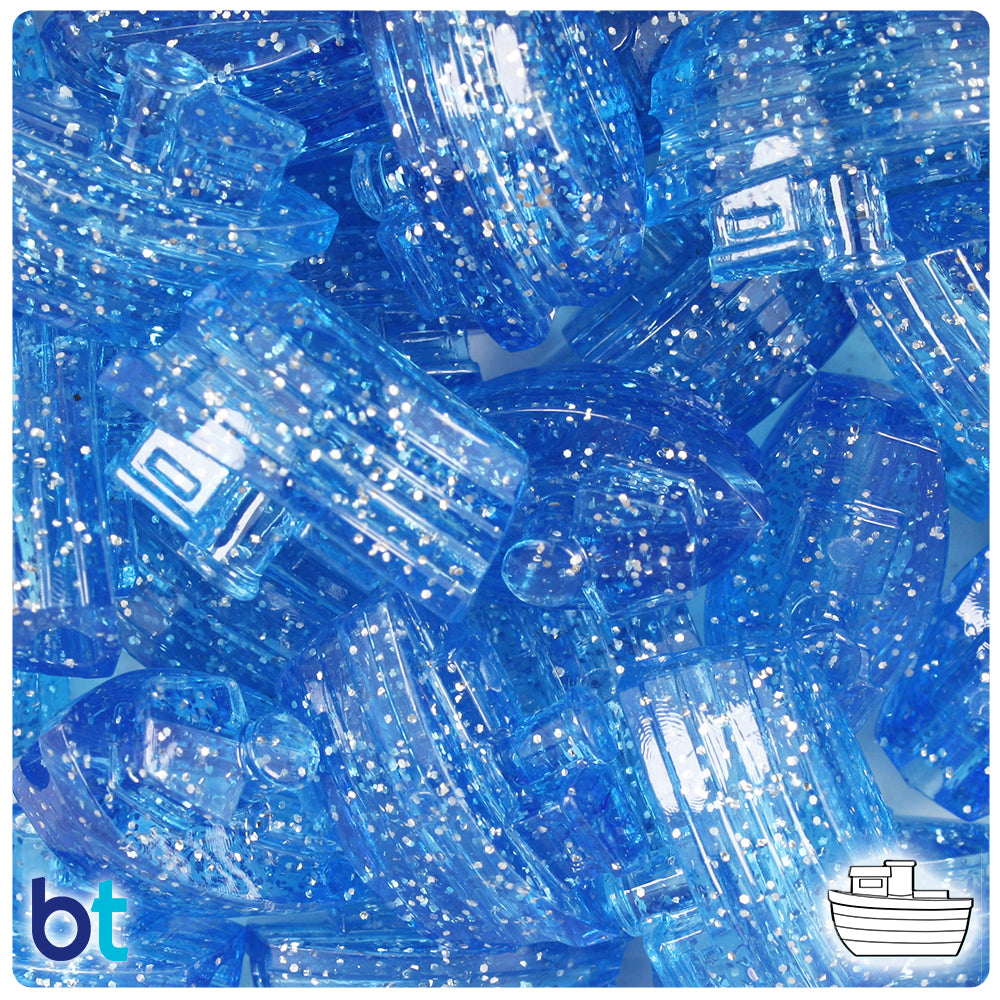 Light Sapphire Sparkle 25mm Boat Pony Beads (24pcs)