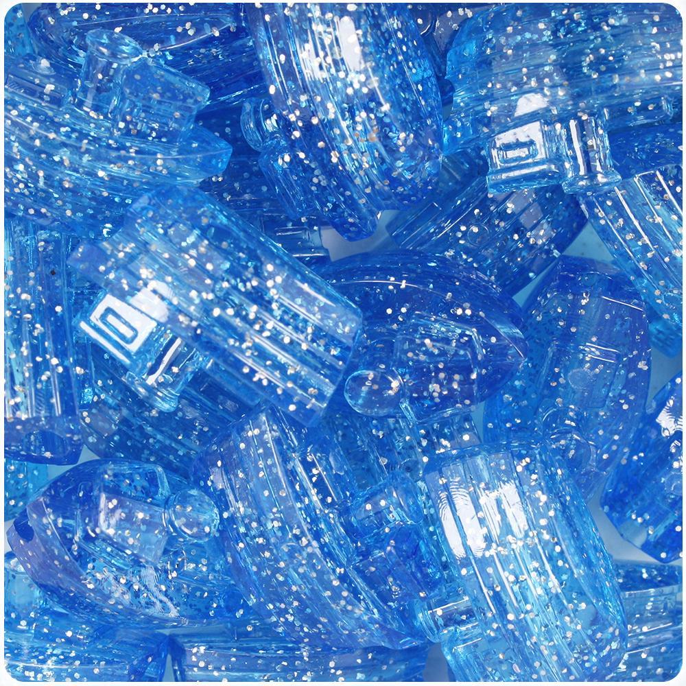 Light Sapphire Sparkle 25mm Boat Pony Beads (8pcs)
