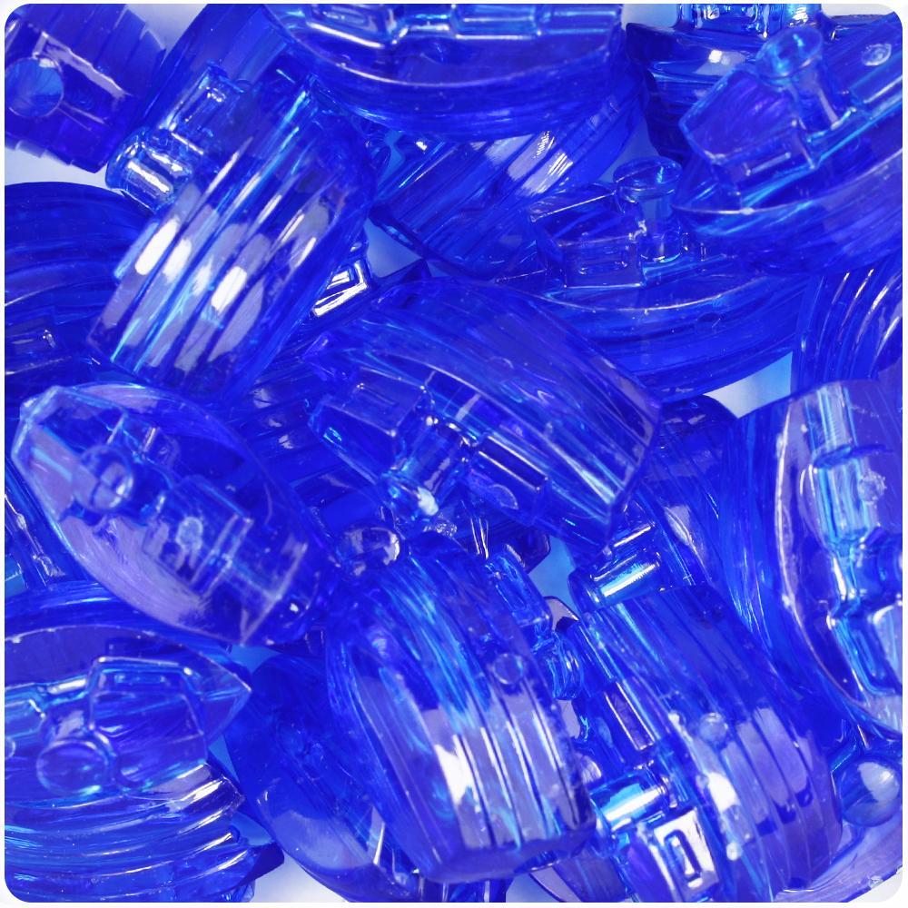 Dark Sapphire Transparent 25mm Boat Pony Beads (8pcs)