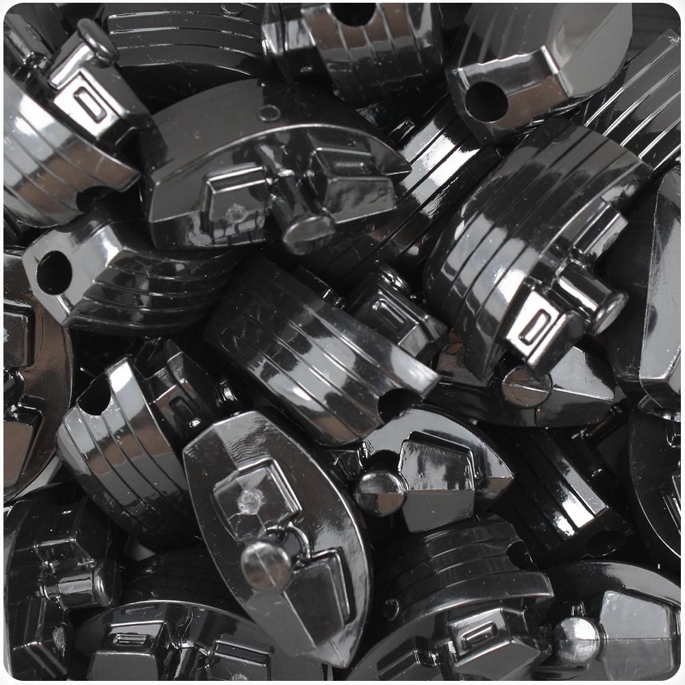 Black Opaque 25mm Boat Pony Beads (8pcs)