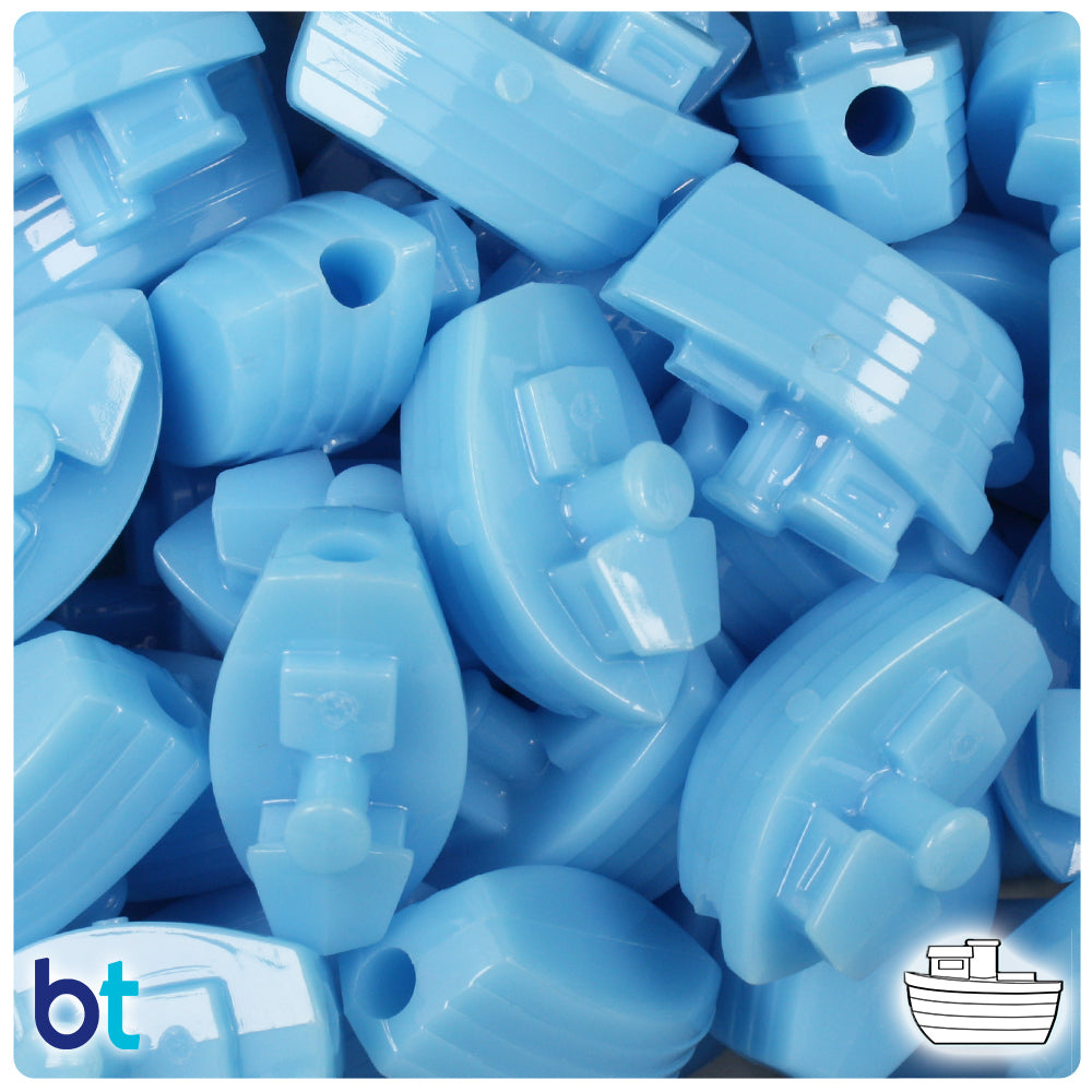 Baby Blue Opaque 25mm Boat Pony Beads (24pcs)