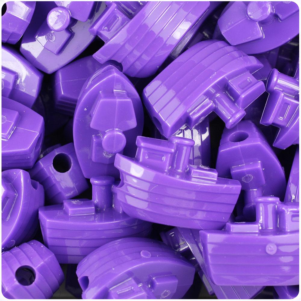 Dark Lilac Opaque 25mm Boat Pony Beads (8pcs)