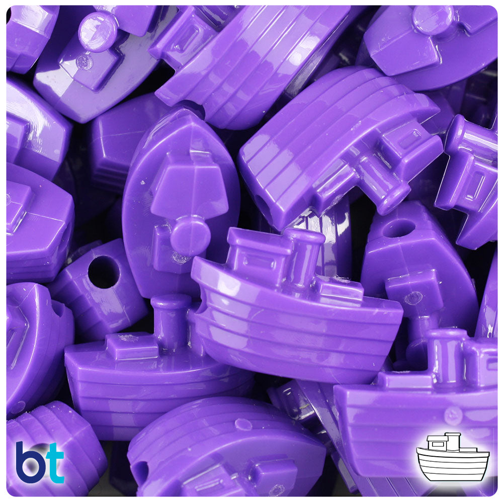 Dark Lilac Opaque 25mm Boat Pony Beads (24pcs)