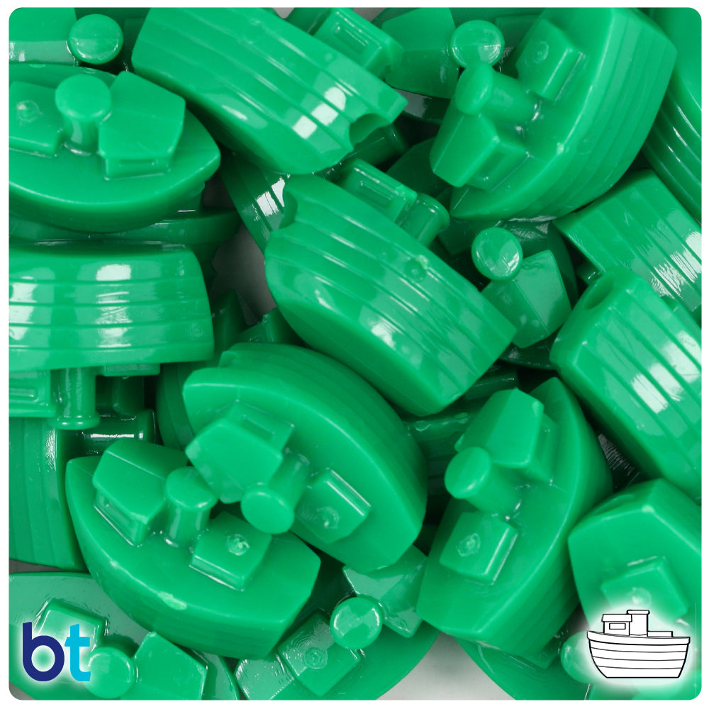Green Opaque 25mm Boat Pony Beads (24pcs)