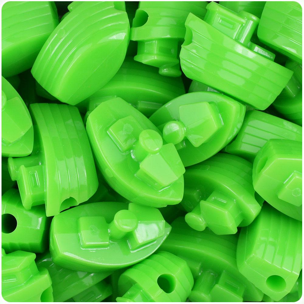 Lime Opaque 25mm Boat Pony Beads (8pcs)