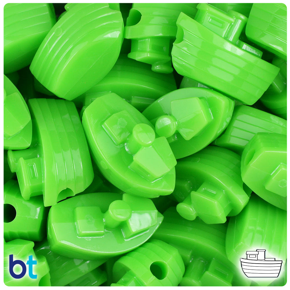 Lime Opaque 25mm Boat Pony Beads (24pcs)