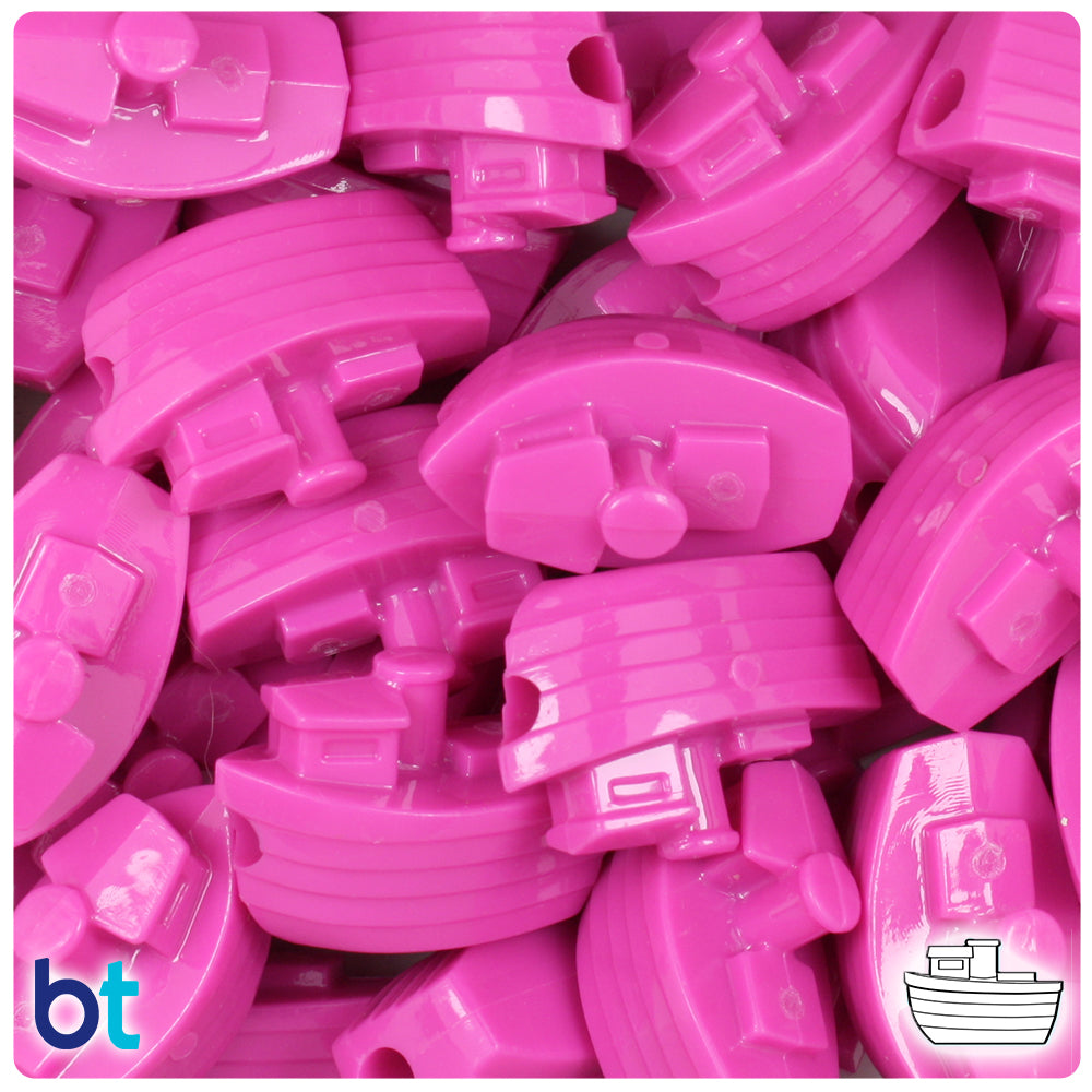 Dark Pink Opaque 25mm Boat Pony Beads (24pcs)