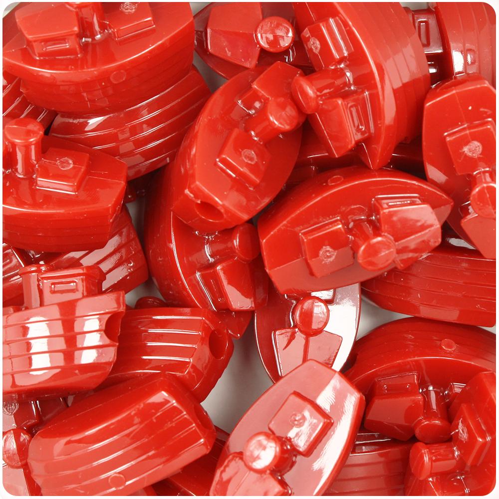 Red Opaque 25mm Boat Pony Beads (8pcs)