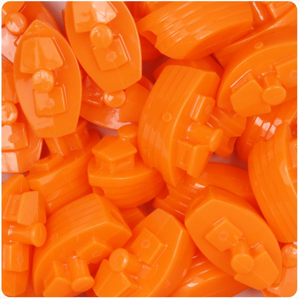 Orange Opaque 25mm Boat Pony Beads (8pcs)