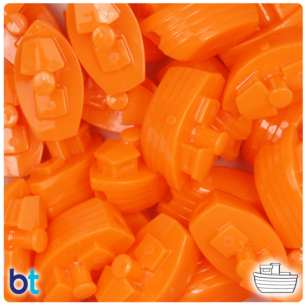 Orange Opaque 25mm Boat Pony Beads (24pcs)