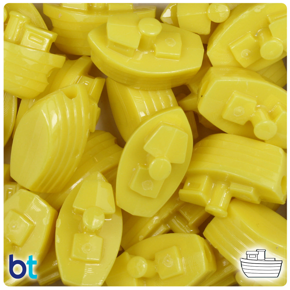 Yellow Opaque 25mm Boat Pony Beads (24pcs)