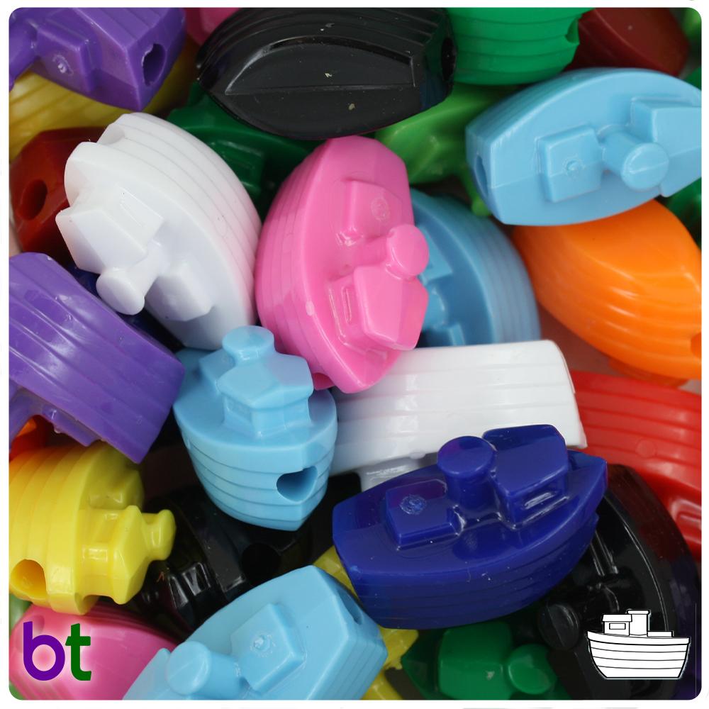 Opaque Mix 25mm Boat Pony Beads (8pcs)