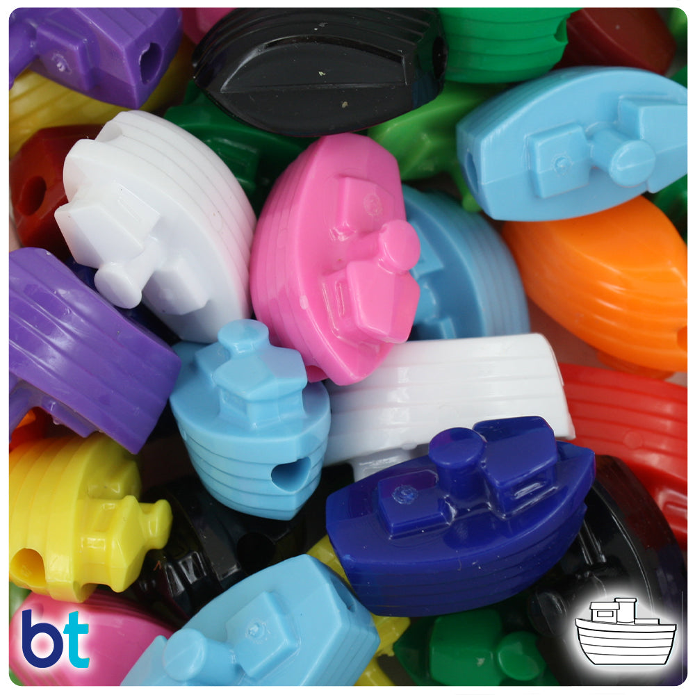 Opaque Mix 25mm Boat Pony Beads (24pcs)