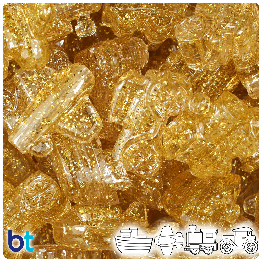 Gold Sparkle Mini Mobile Pony Beads (2oz)
