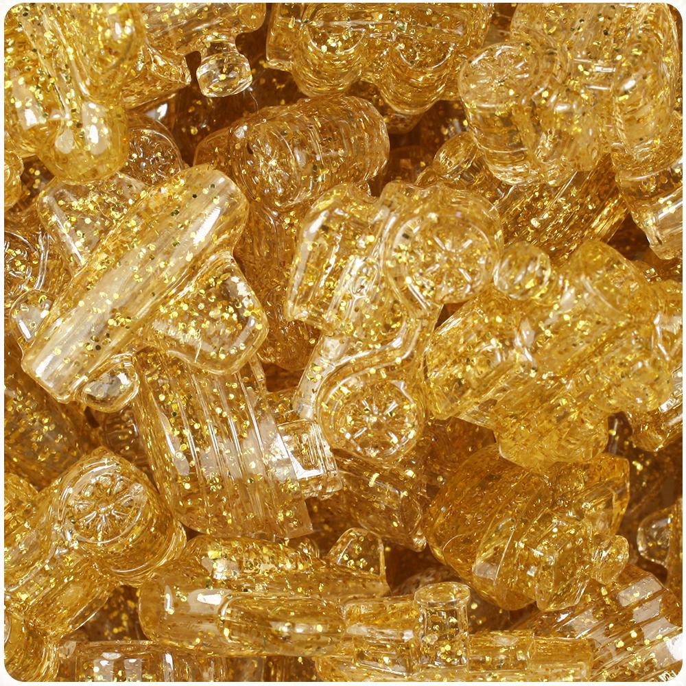 Gold Sparkle Mini Mobile Pony Beads (8pcs)