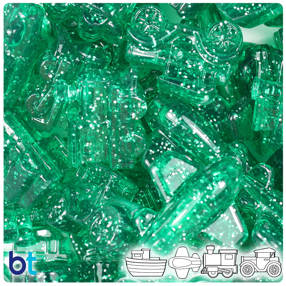 Emerald Sparkle Mini Mobile Pony Beads (2oz)